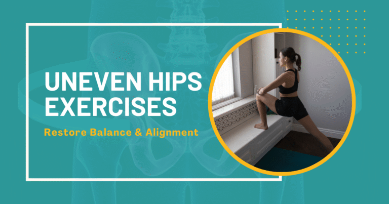 Illustration of pelvic imbalance and spinal curve linked to right leg discomfort while driving or sitting.